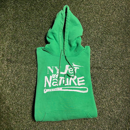 NY Jet by Nature Green Hoodie Size Large USED v15679