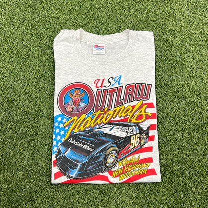 1990's Outlaw Nationals Grey Tee Size XL USED v14657