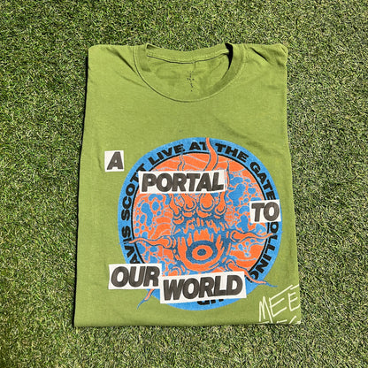Travis Scott Rolling Loud NYC Exclusive portal to our world tee olive Size Large USED x11400