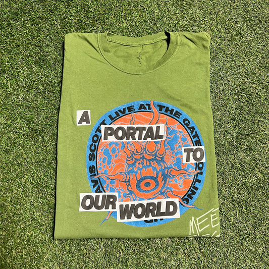 Travis Scott Rolling Loud NYC Exclusive portal to our world tee olive Size Large USED x11400