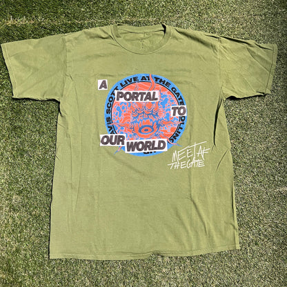 Travis Scott Rolling Loud NYC Exclusive portal to our world tee olive Size Large USED x11400