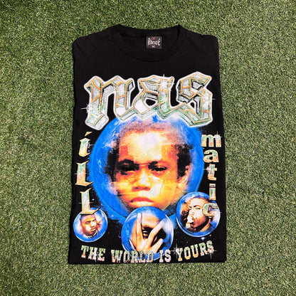 Dbruze Nas Rap Style New Age Black Tee Size XL USED v15681