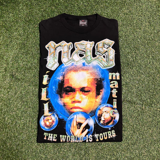 Dbruze Nas Rap Style New Age Black Tee Size XL USED v15681