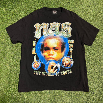Dbruze Nas Rap Style New Age Black Tee Size XL USED v15681