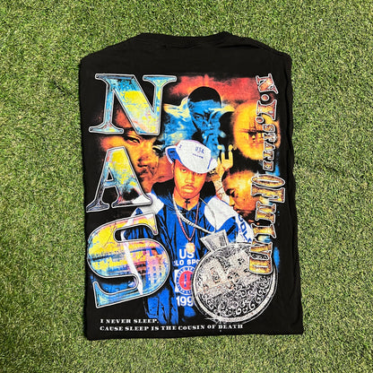 Dbruze Nas Rap Style New Age Black Tee Size XL USED v15681
