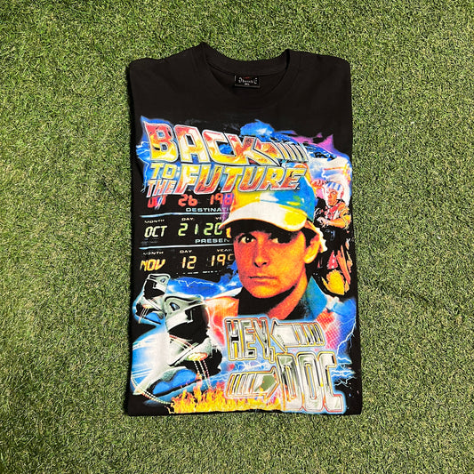 Dbruze Back To The Future Rap Style New Age Black Tee Size XL USED v15682