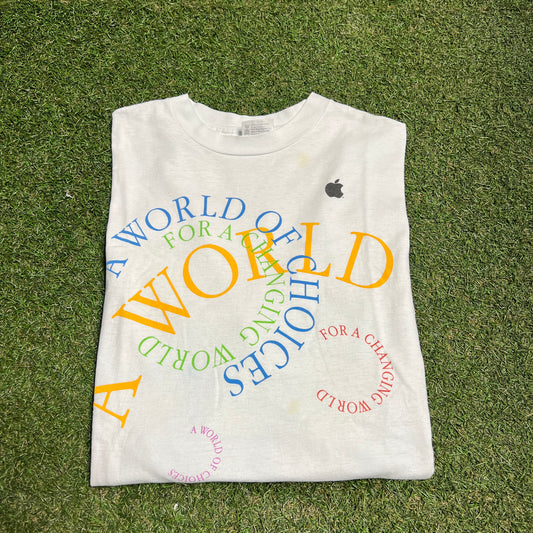 1980s Apple/McIntosh White Promo Tee Size XL USED v15197