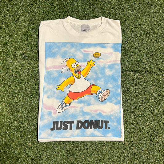 1996 Homer Simpson "Just Donut" White Tee Size Large USED v15707