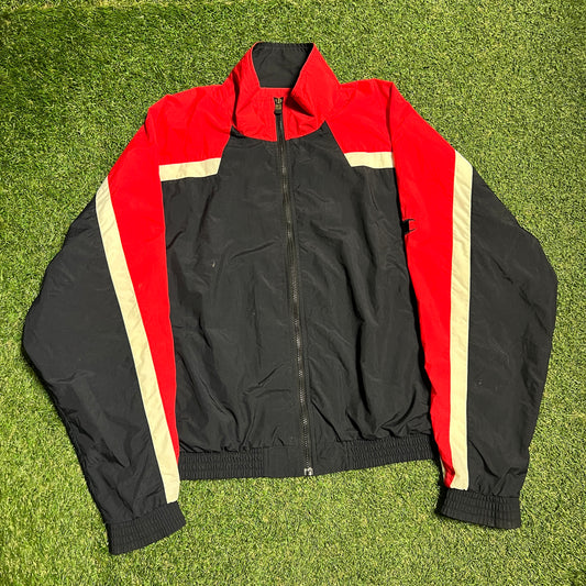 1990s Champion Red Black Windbreaker Size XL USED v15703