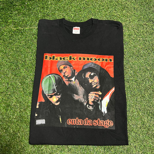 Supreme Black Moon Enta da Stage Black Tee Size XL USED x11303