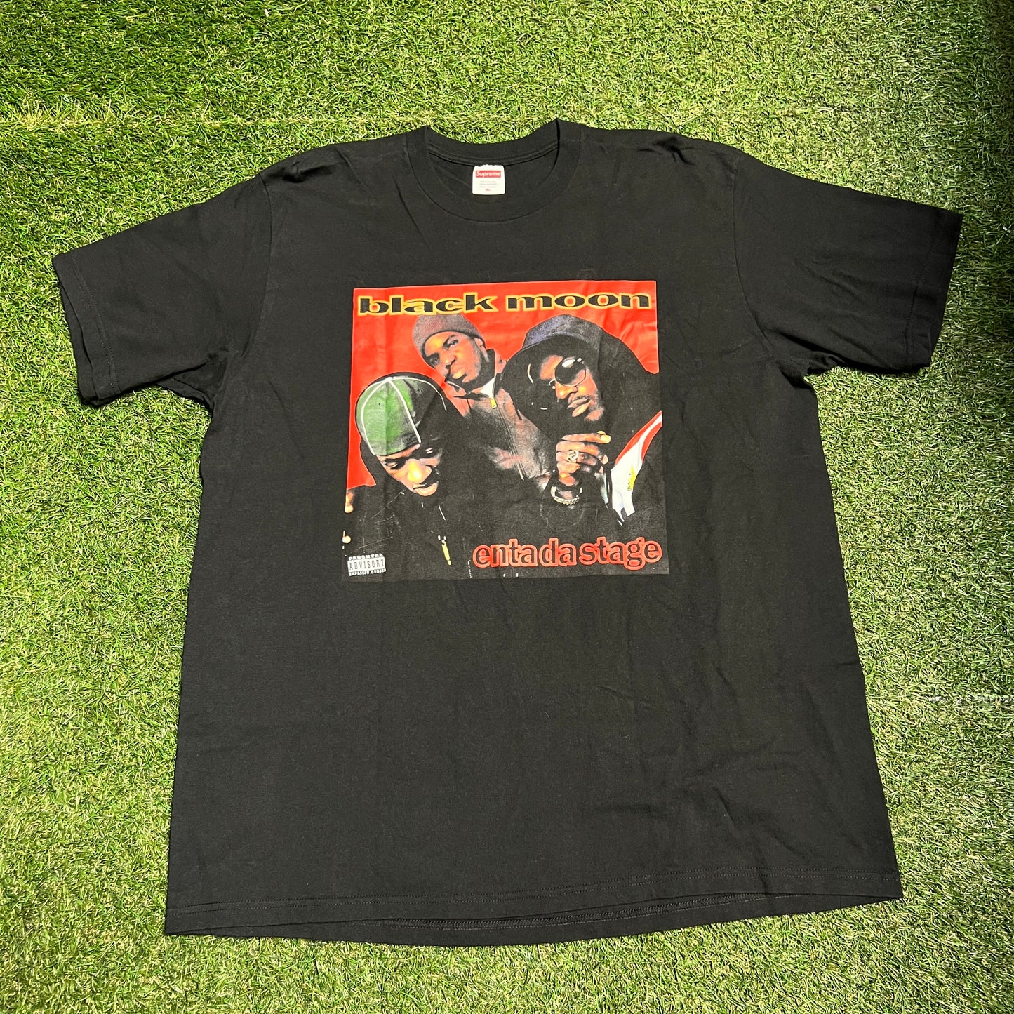 Supreme Black Moon Enta da Stage Black Tee Size XL USED x11303