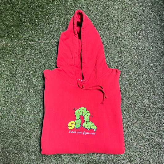 Supreme I Dont Care if You Care Red Hoodie Size XL USED x11308