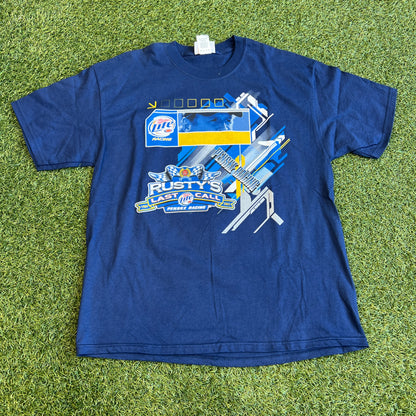 2005 Miller Lite Racing "Rustys Last Call" Blue Tee Size Large USED v15757