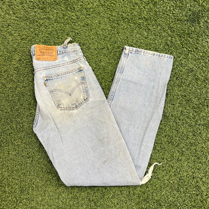 Levi 505s Orange Tab Light Blue Jeans Size 31x34 USED v14752