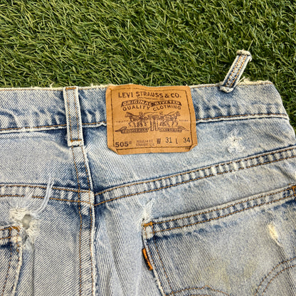Levi 505s Orange Tab Light Blue Jeans Size 31x34 USED v14752