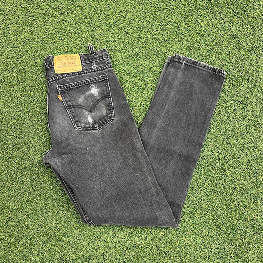 Levi 505s Orange Tab Black Jeans 31x34 USED v14753