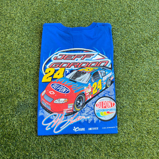 2003 Jeff Gordon Du Pont Blue Racing Tee Size Large USED v15758