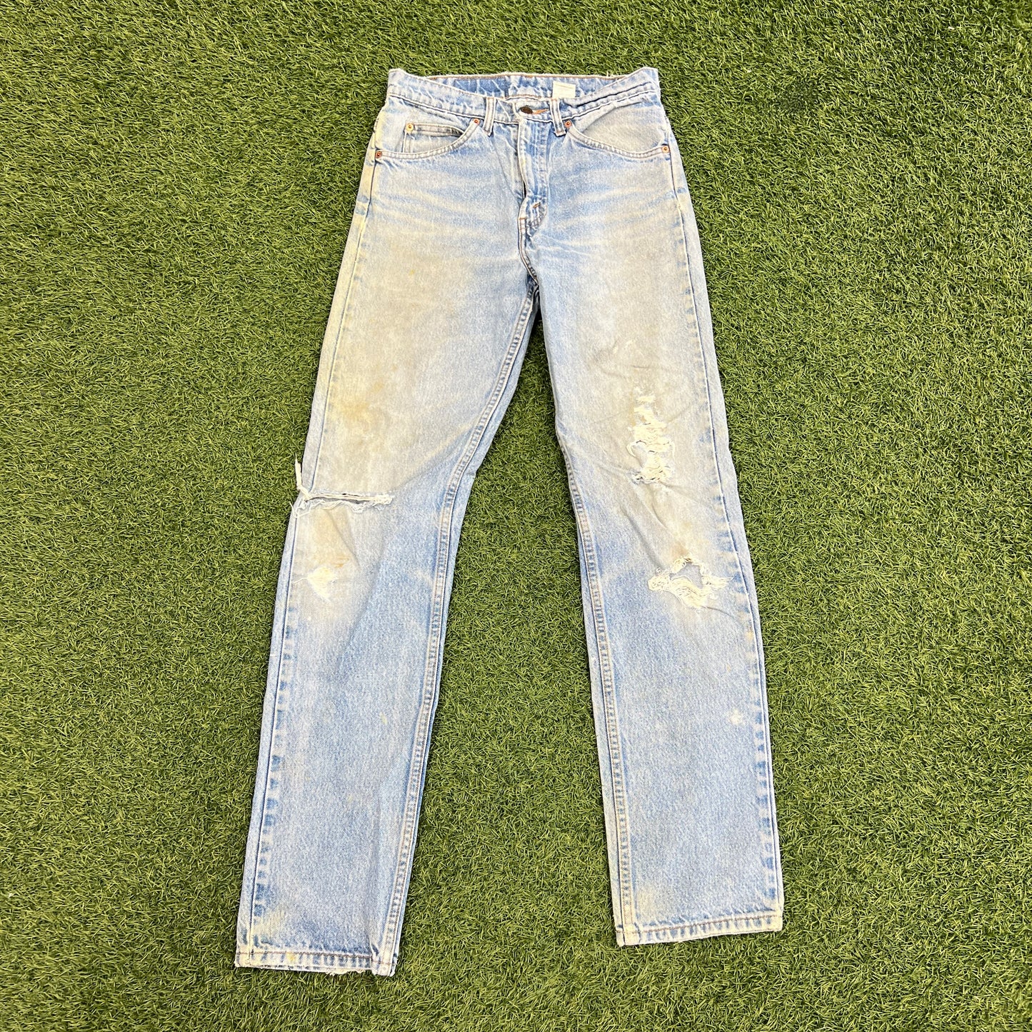 Levi 505s Orange Tab Light Blue Jeans Size 31x34 USED v14751