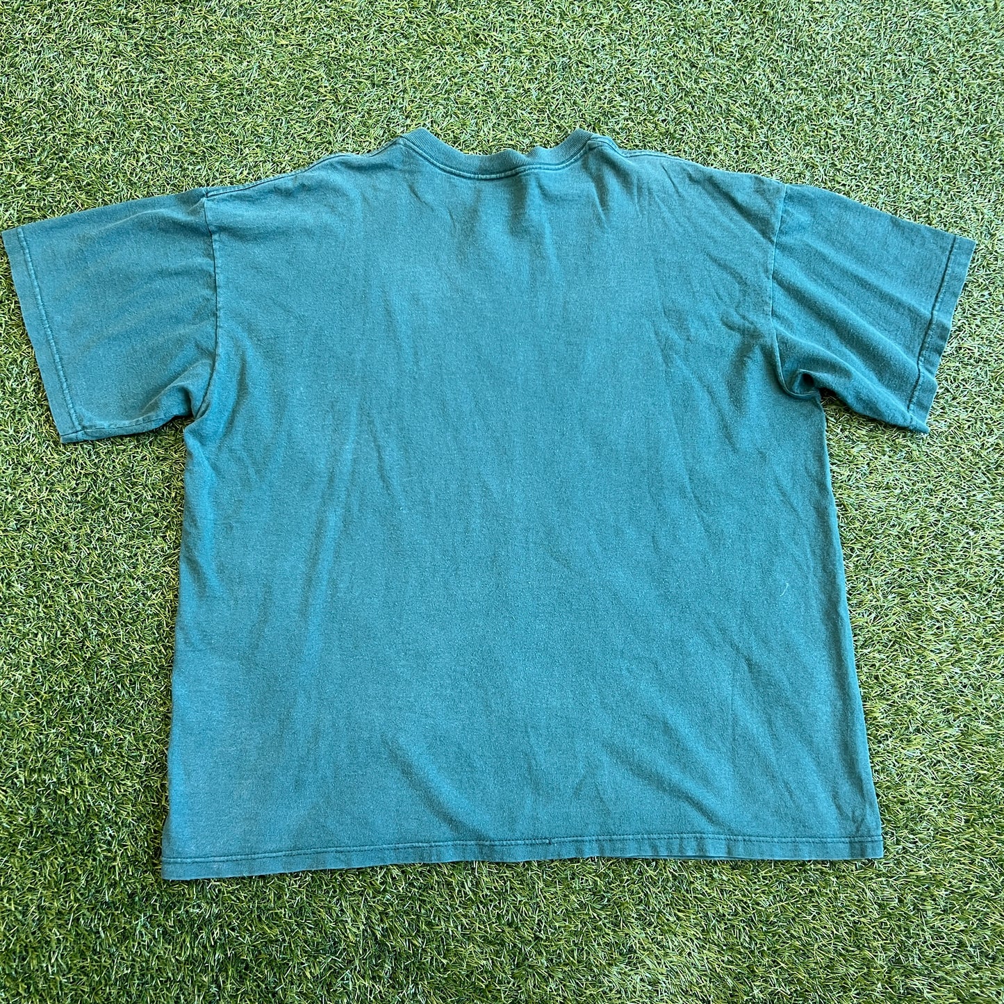 1990s Nike White Tag Green Tee/Blue Swoosh Size XL USED v15735