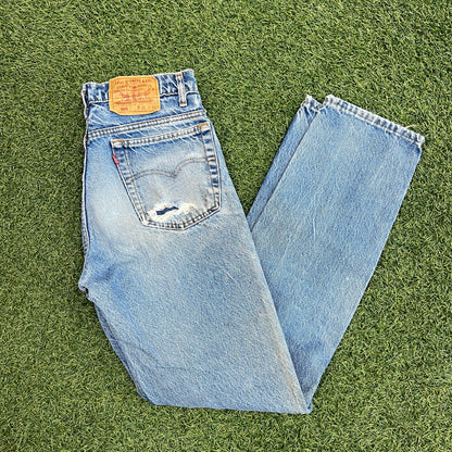 Levi 505s Red Tab Blue Jeans Size 31x33 USED v14755