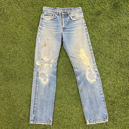 Levi 505s Red Tab Blue Jeans Size 31x33 USED v14755