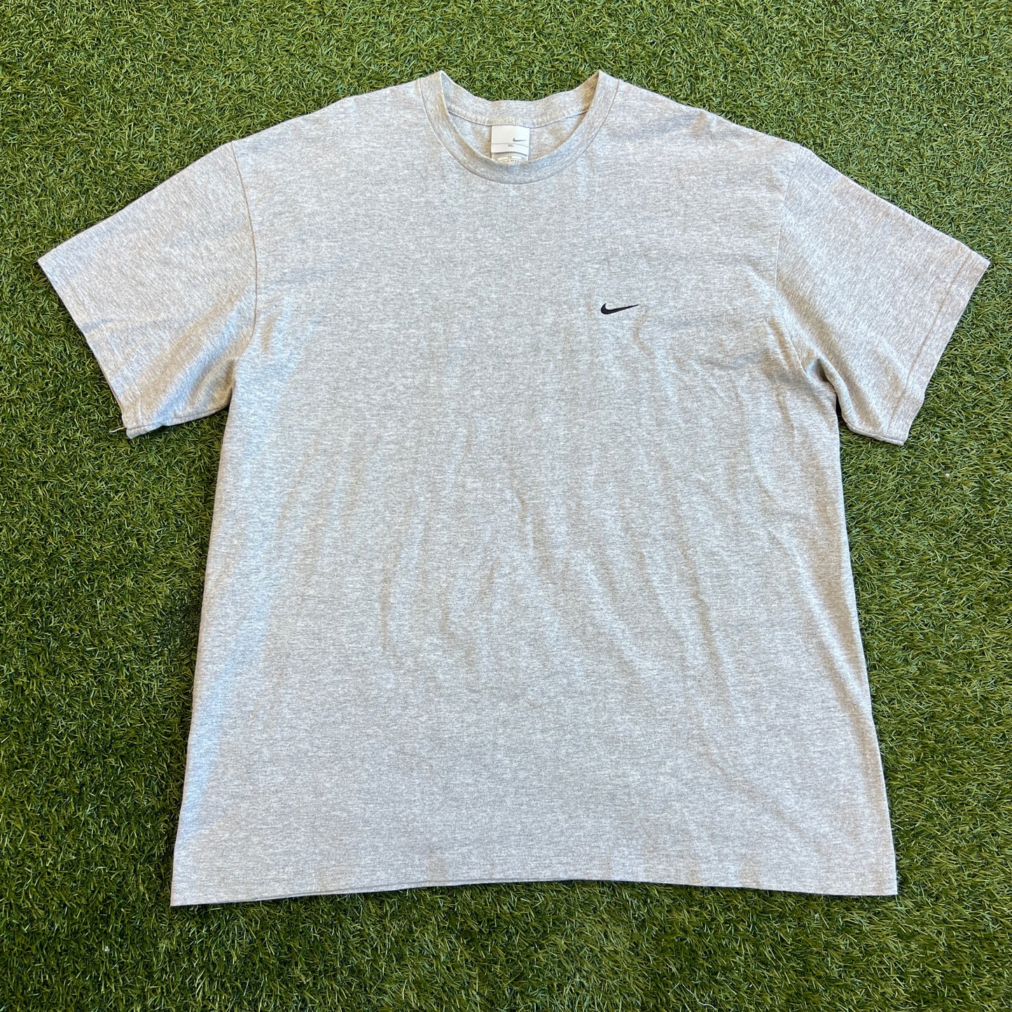 Y2K Nike Silver Tag Grey Tee/Black Swoosh Size XL USED v15738