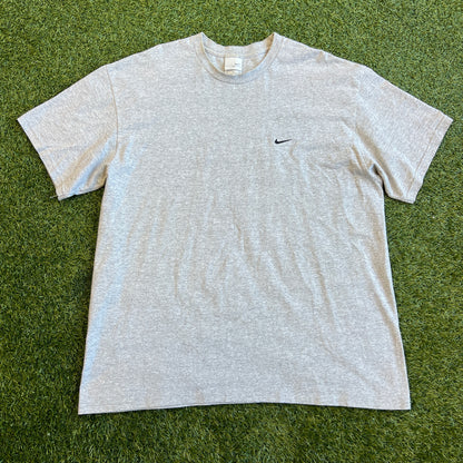 Y2K Nike Silver Tag Grey Tee/Black Swoosh Size XL USED v15738