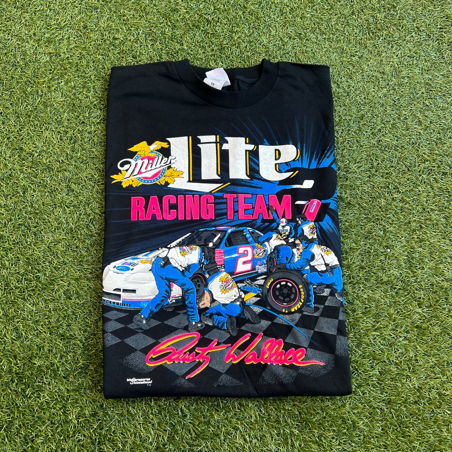 Y2K Nascar Miller Lite Racing Team Black Tee Size XL USED v15732