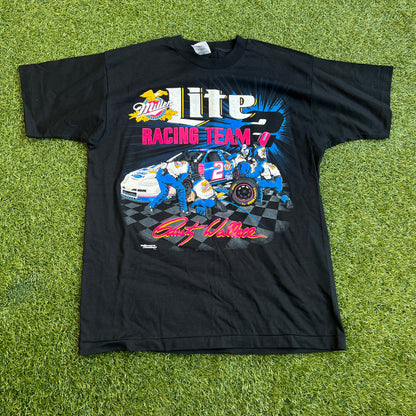 Y2K Nascar Miller Lite Racing Team Black Tee Size XL USED v15732