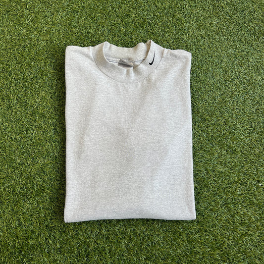 Y2K Nike Silver Tag Grey Mockneck Longsleeve Size XL USED v15739