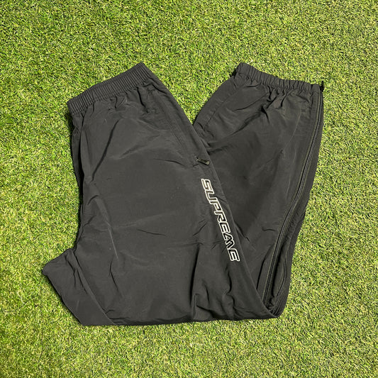 Supreme Side Text Logo Black Track Pants Size Medium USED x11381