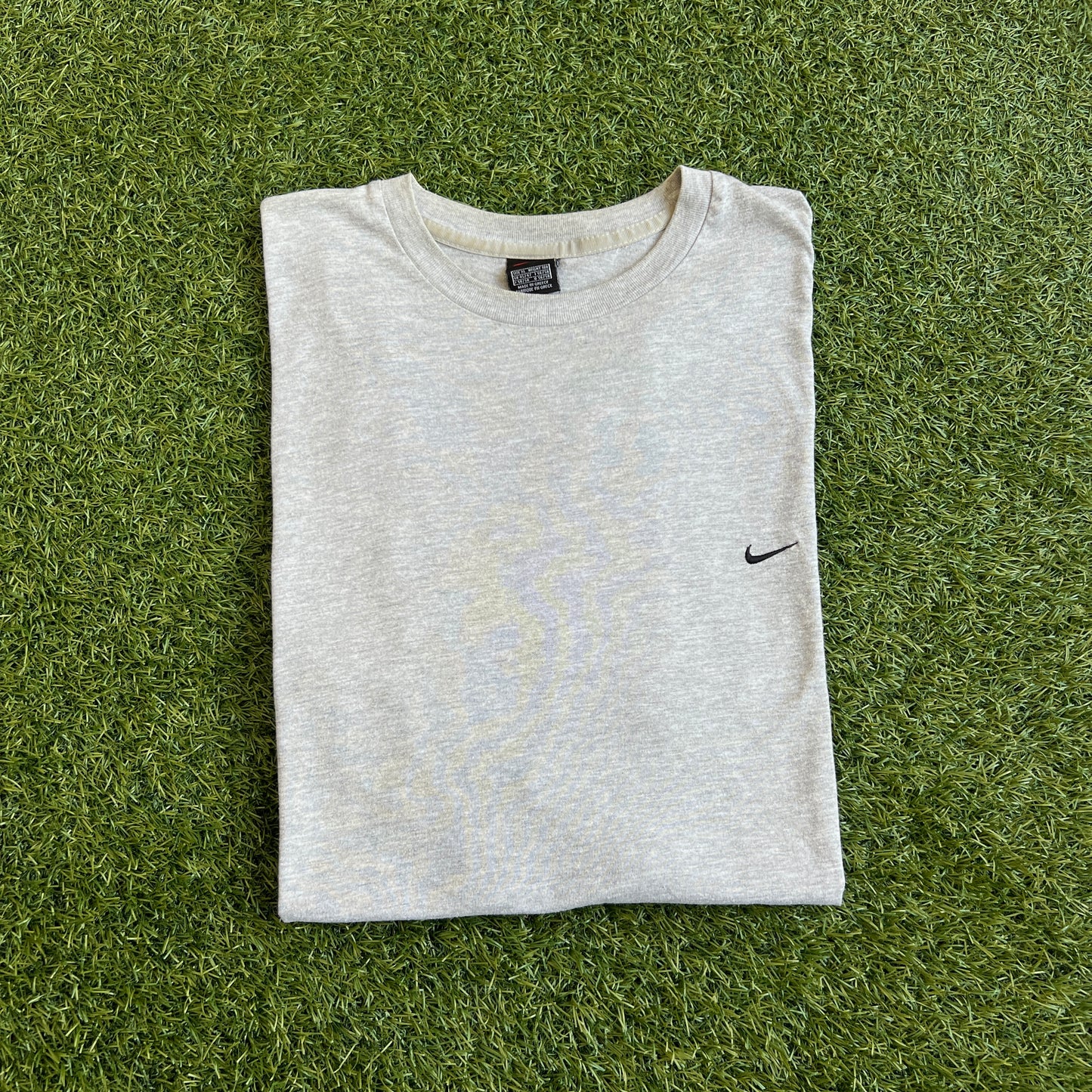 Y2K Nike Black Tag Grey Tee/Black Swoosh Size XL USED v15740