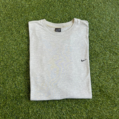 Y2K Nike Black Tag Grey Tee/Black Swoosh Size XL USED v15740