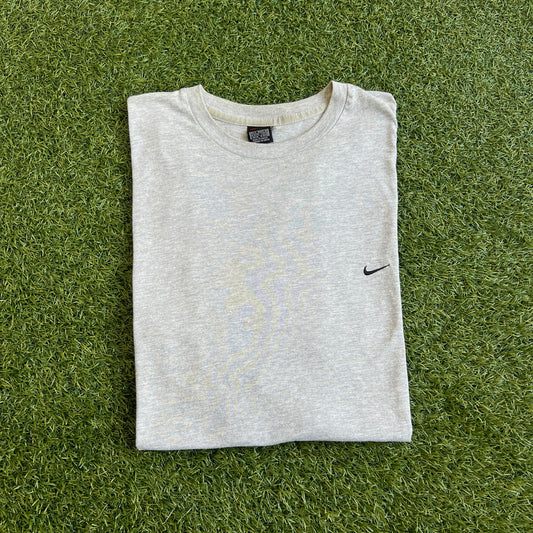 Y2K Nike Black Tag Grey Tee/Black Swoosh Size XL USED v15740