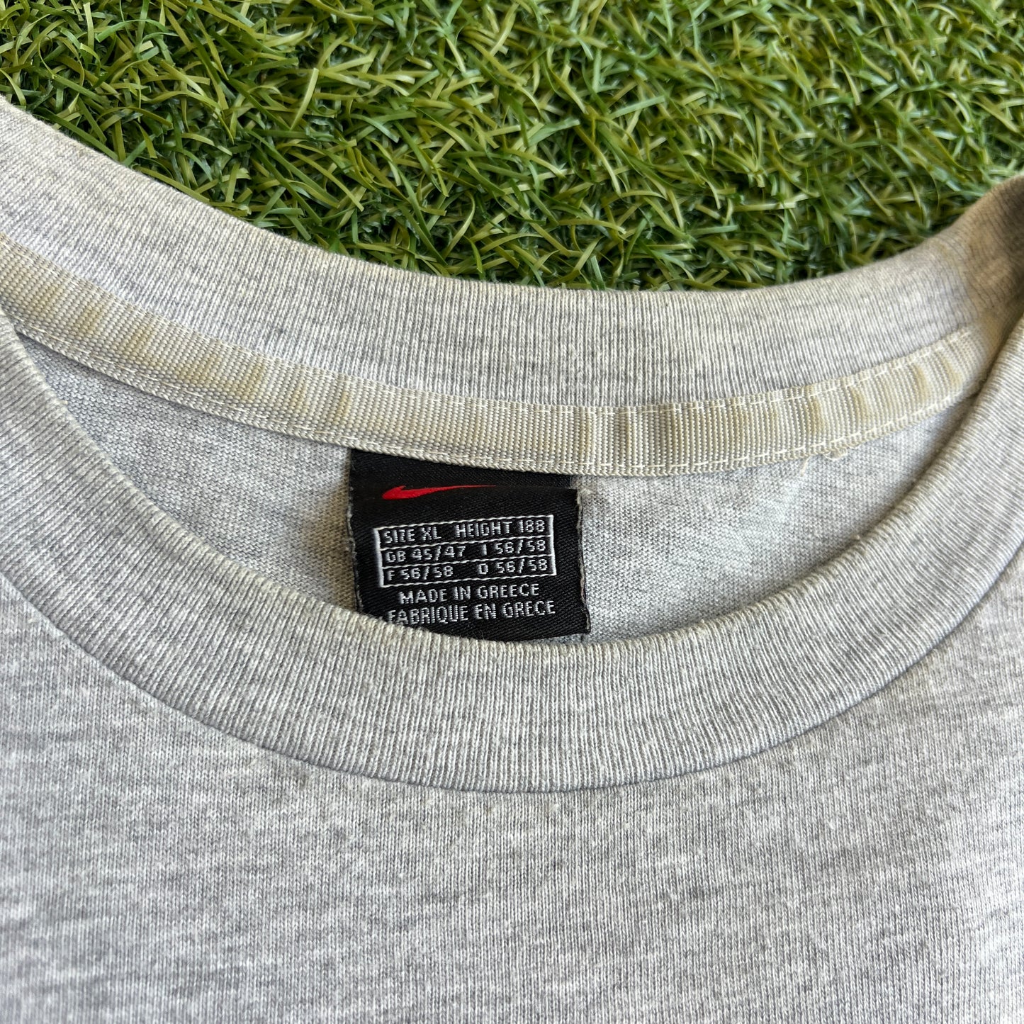Y2K Nike Black Tag Grey Tee/Black Swoosh Size XL USED v15740