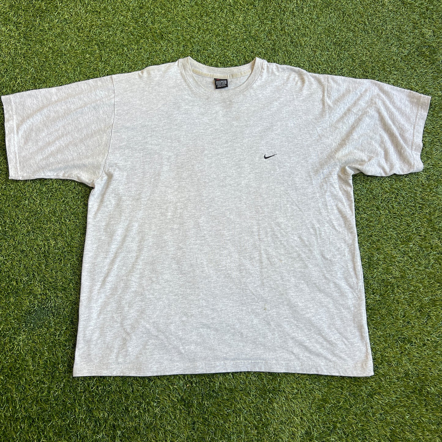 Y2K Nike Black Tag Grey Tee/Black Swoosh Size XL USED v15740