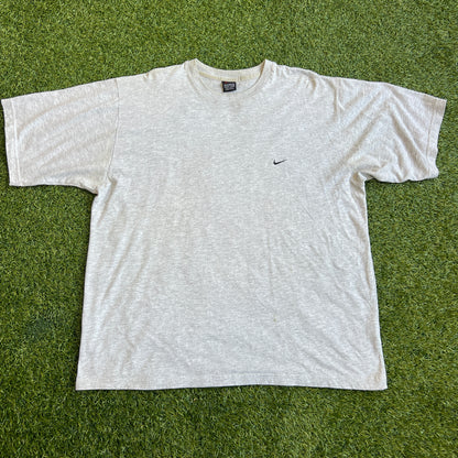 Y2K Nike Black Tag Grey Tee/Black Swoosh Size XL USED v15740