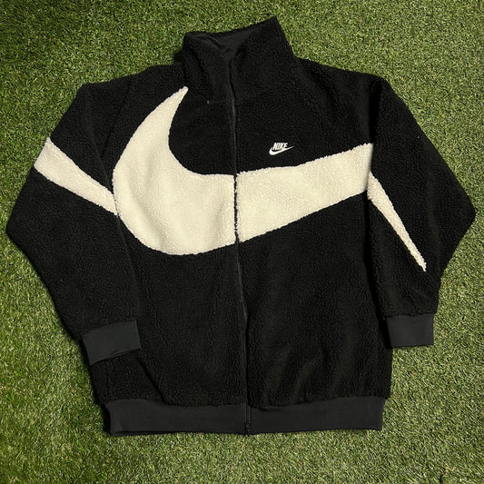 Nike Big Swoosh Reversible Boa Jacket (Asia Sizing) Black Sail Size 3XL NEW x11385