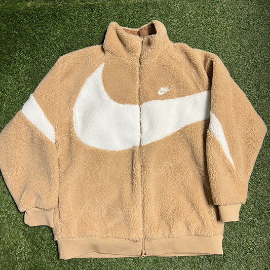 Nike Big Swoosh Reversible Boa Jacket (Asia Sizing) Hemp White Size 3XL NEW x11384