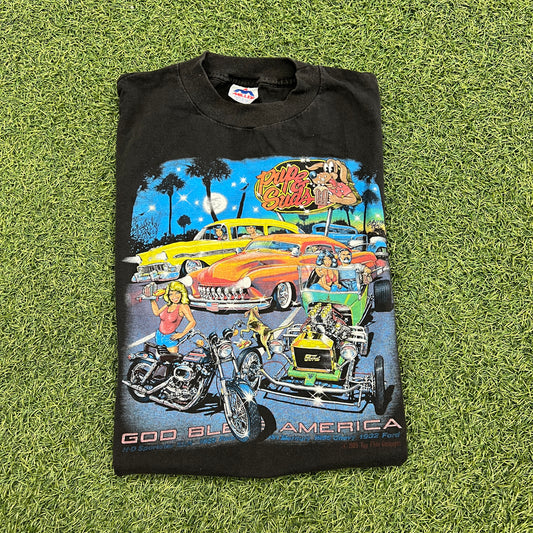 1985 Pup & Suds Hot Rods Black Tee Size XL USED v14717