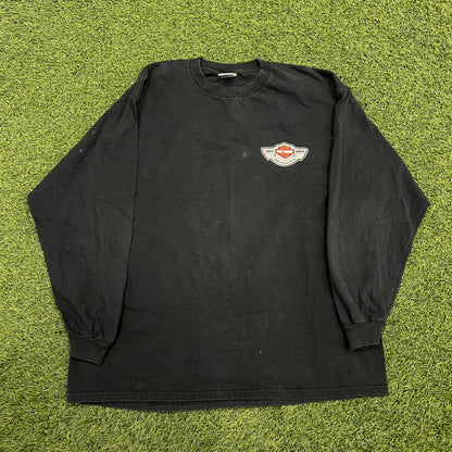 2002 Harley Davidson 1 Big Party Black Long Sleeve Size XL USED v14723