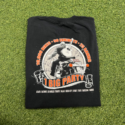 2002 Harley Davidson 1 Big Party Black Long Sleeve Size XL USED v14723
