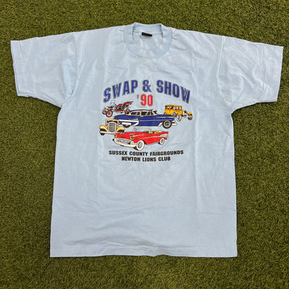 1990 Swap & Show Sussex Country Blue Tee Size XL USED v14738