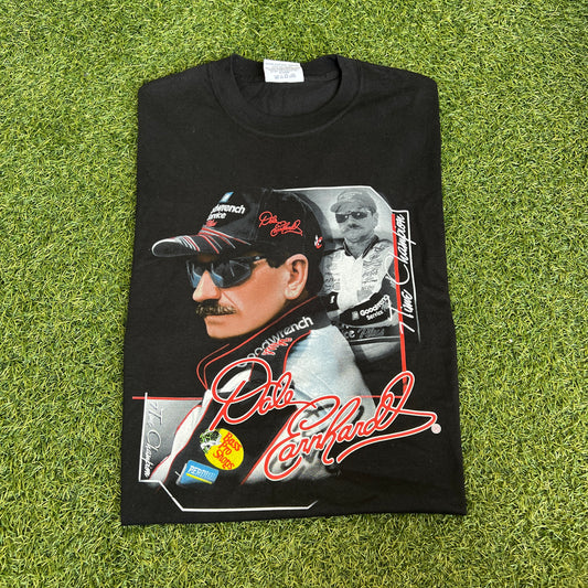 Dale Earnhardt Chase Authentics 7 Time Champs Black Tee Size Large USED v15754