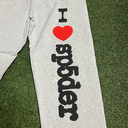 Sp5der I Heart Souvenir Grey Sweatpants Size XL NEW x12309