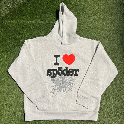 Sp5der I Heart Souvenir Grey Hoodie Size XL NEW x12304