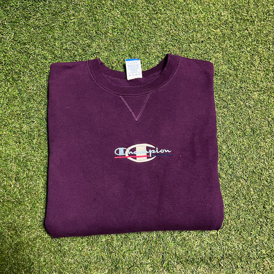 1990s Champion Purple Crewneck Size Large USED v15775