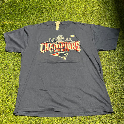 2005 Patriots Super Bowl Champions Navy Blue Tee Size XL NEW v13993