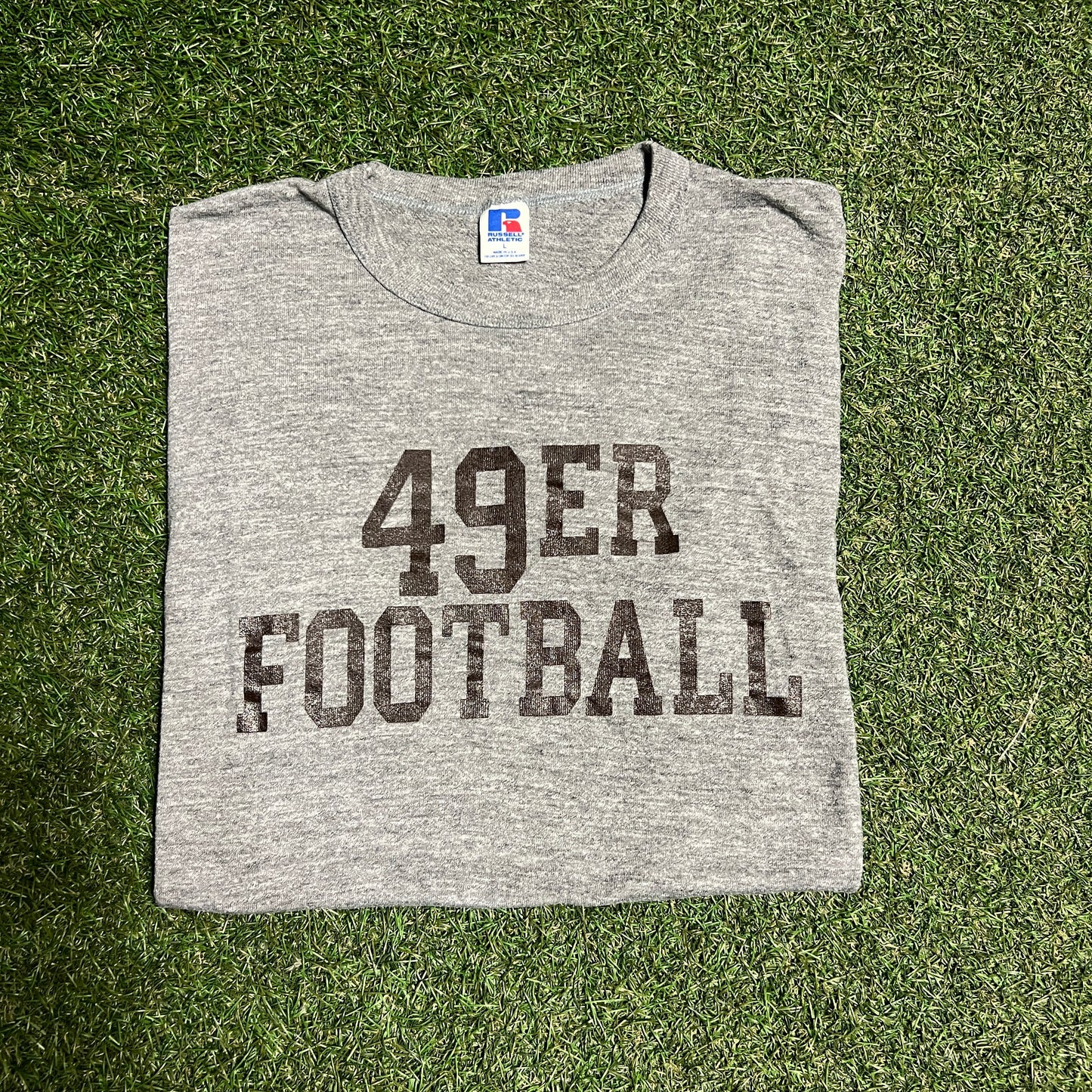 1980s Russell "49ers Football" Grey Tee Size Large v15721