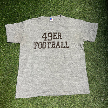 1980s Russell "49ers Football" Grey Tee Size Large v15721